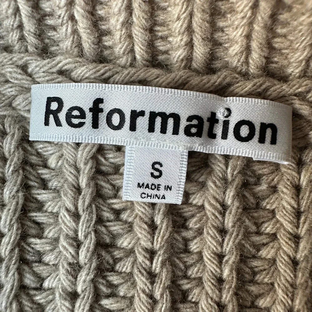 Reformation Sam Cotton Cashmere Oversized Crew Sweater S
